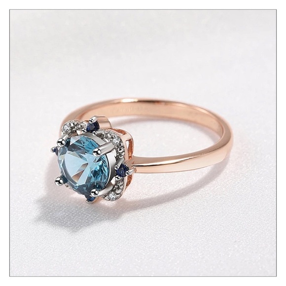 NEW Sterling Silver & Rose Gold Light Blue Topaz With London Blue Topaz … - Picture 4 of 5